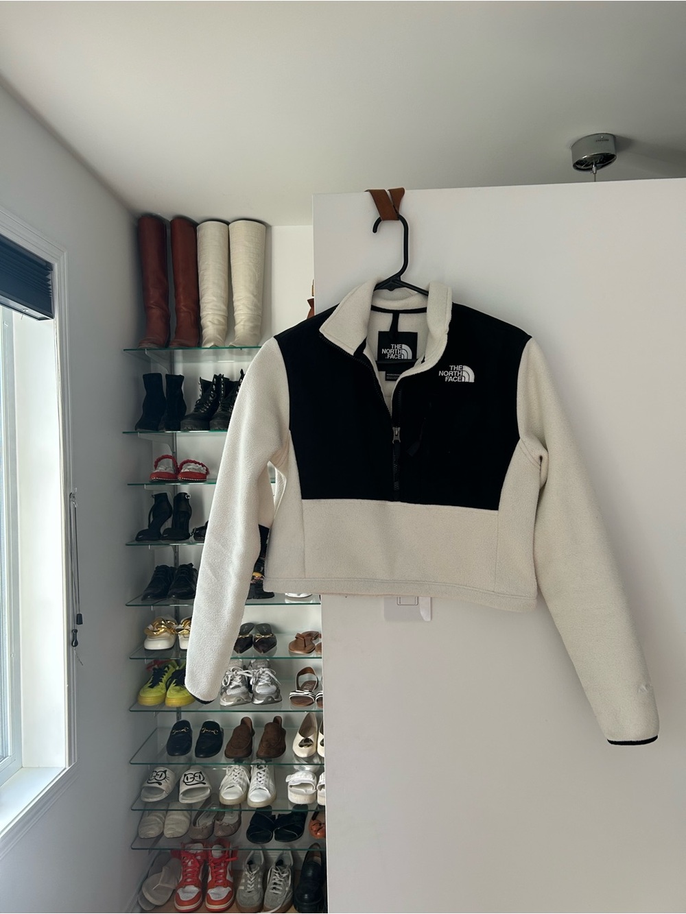 The North Face Women's Cream and Black Sherpa Pullover Jacket
